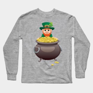 Leprechaun and Pot of Gold Long Sleeve T-Shirt